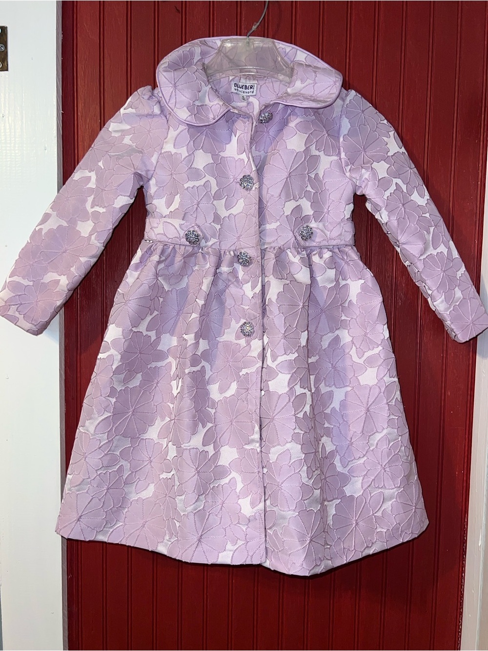 Blueberi Girls' Lavender Floral Jacquard Dress 6